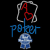 Pabst Blue Ribbon Rectangular Black Hear Ace Beer Sign Neon Skilt