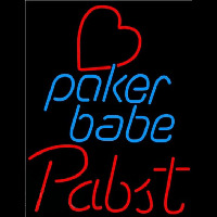 Pabst Poker Girl Heart Babe Beer Sign Neon Skilt