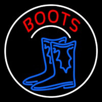 Pair Of Boots Logo With Border Neon Skilt