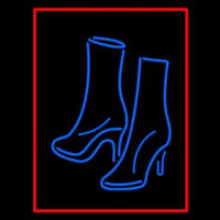 Pair Of Boots With Red Border Neon Skilt
