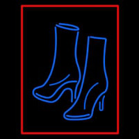 Pair Of Boots With Red Border Neon Skilt