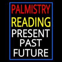 Palmistry Reading Blue Border Neon Skilt