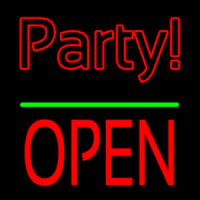 Party Open Block Green Line Neon Skilt