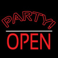 Party Open White Line Neon Skilt