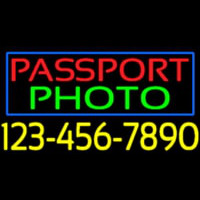 Passport Photo Blue Border With Phone Number Neon Skilt