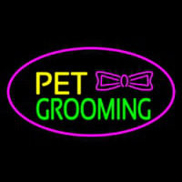 Pet Grooming Logo Oval Purple Neon Skilt