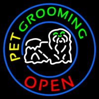 Pet Grooming Open Block Logo Neon Skilt