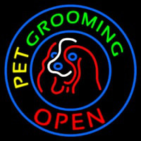 Pet Grooming Open Block Neon Skilt