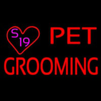 Pet Grooming With Heart Neon Skilt