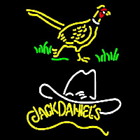 Pheasant and Jack Daniels Yellow Neon Skilt