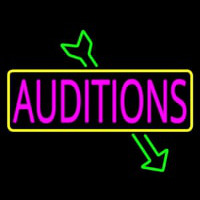 Pink Auditions Green Arrow Neon Skilt