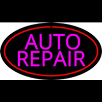 Pink Auto Repair Red Oval Neon Skilt