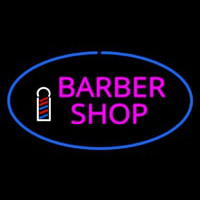 Pink Barber Shop Oval Logo Neon Skilt