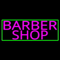 Pink Barber Shop With Green Border Neon Skilt