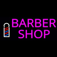 Pink Barber Shop With Logo Neon Skilt