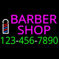 Pink Barber Shop With Phone Number Neon Skilt