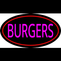 Pink Burgers Oval Red Neon Skilt