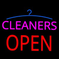 Pink Cleaners Block Open Neon Skilt