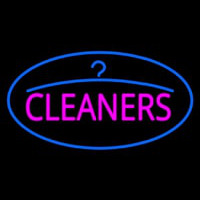 Pink Cleaners Oval Blue Logo Neon Skilt