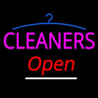 Pink Cleaners Slant Open Logo Neon Skilt