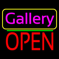 Pink Cursive Gallery With Open 1 Neon Skilt
