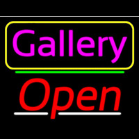 Pink Cursive Gallery With Open 3 Neon Skilt