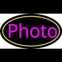 Pink Cursive Photo With Oval Neon Skilt