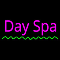 Pink Day Spa Green Waves Neon Skilt