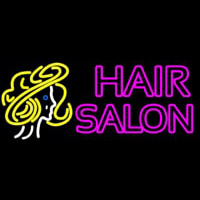 Pink Double Stroke Hair Salon With Girl Logo Neon Skilt