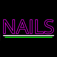 Pink Double Stroke Nails Neon Skilt