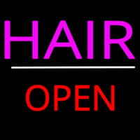 Pink Hair Open White Line Neon Skilt