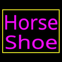 Pink Horse Shoe With Border Neon Skilt