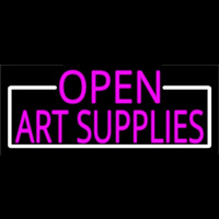 Pink Open Art Supplies With White Border Neon Skilt