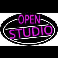 Pink Open Studio Oval With White Border Neon Skilt