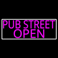 Pink Pub Street Open With White Border Neon Skilt