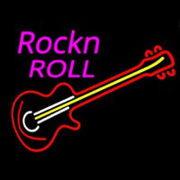 Pink Rock N Roll Guitar Neon Skilt