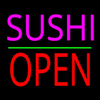 Pink Sushi Block Open Green Line Neon Skilt