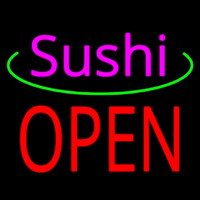 Pink Sushi Block Open Neon Skilt