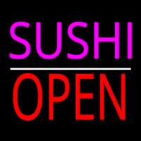 Pink Sushi Open Red White Line Neon Skilt