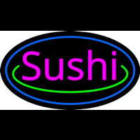 Pink Sushi With Blue Border Neon Skilt