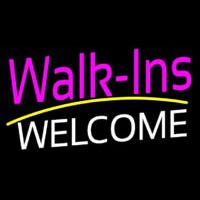 Pink Walk Ins Welcome White Neon Skilt