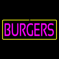 Pinl Burgers With Yellow Border Neon Skilt