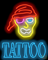 Pirate with Tattoo Neon Skilt