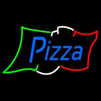 Pizza Blue Script Italian Flag Neon Skilt