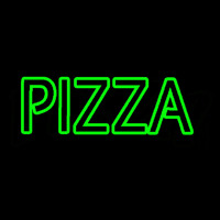 Pizza In Green Dbl Stroke Neon Skilt