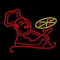 Pizza With Man Logo Neon Skilt