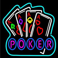 Poker Game 4 Aces Black Neon Skilt