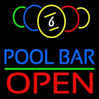 Pool Bar Open Neon Skilt