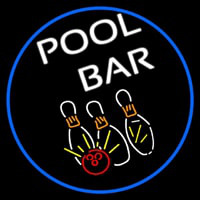 Pool Bar Oval With Blue Border Neon Skilt
