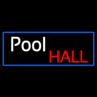 Pool Hall With Blue Border Neon Skilt